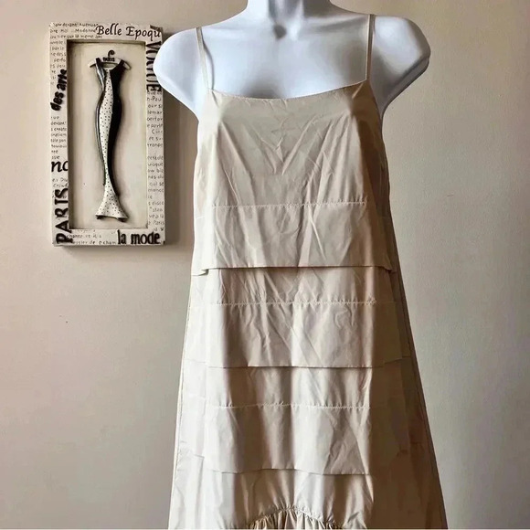 JOURDEN Beige Tie Dye Fringe Flapper Midi Sleeveless Dress Size 4 - Picture 7 of 16